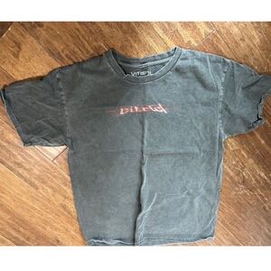 Vitriol Mens Graphic Tee Shirt gray Acid Wash Pink‎ Logo Size Large Streetwear
